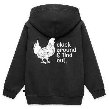 Gackern Sie herum & finden Sie es heraus Hühnchen - Kinder Premium Organic Zip Hoodie - Schwarz - Hinten - AI Model Kid Male (0cm)