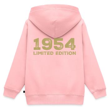 Cadeau D'anniversaire Nées En 1954 Vintage 1954 - Sweat Premium à capuche zippé enfant bio - rose - Dos - AI Model Kid Female (0cm)