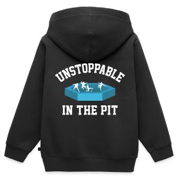 Unaufhaltsamer Gaga-ball-spieler In Der Grube - Kinder Premium Organic Zip Hoodie - Schwarz - Hinten - AI Model Kid Male (0cm)