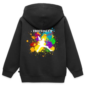 Logo TROTTINETTE 2 - Sweat Premium à capuche zippé enfant bio - noir - Dos - AI Model Kid Male (0cm)