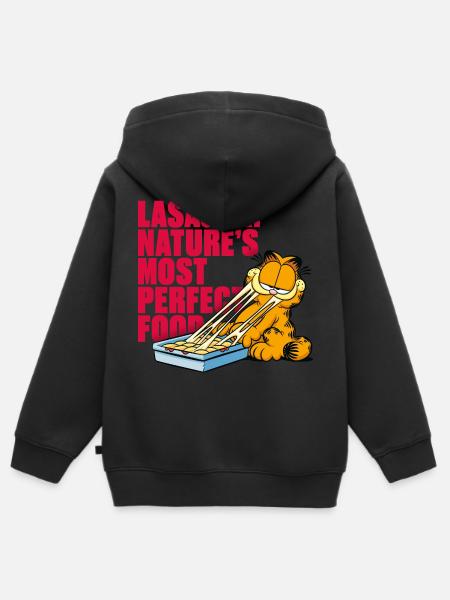 Garfield Lasagne Das Perfekte Essen - Kinder Premium Organic Zip Hoodie - Schwarz