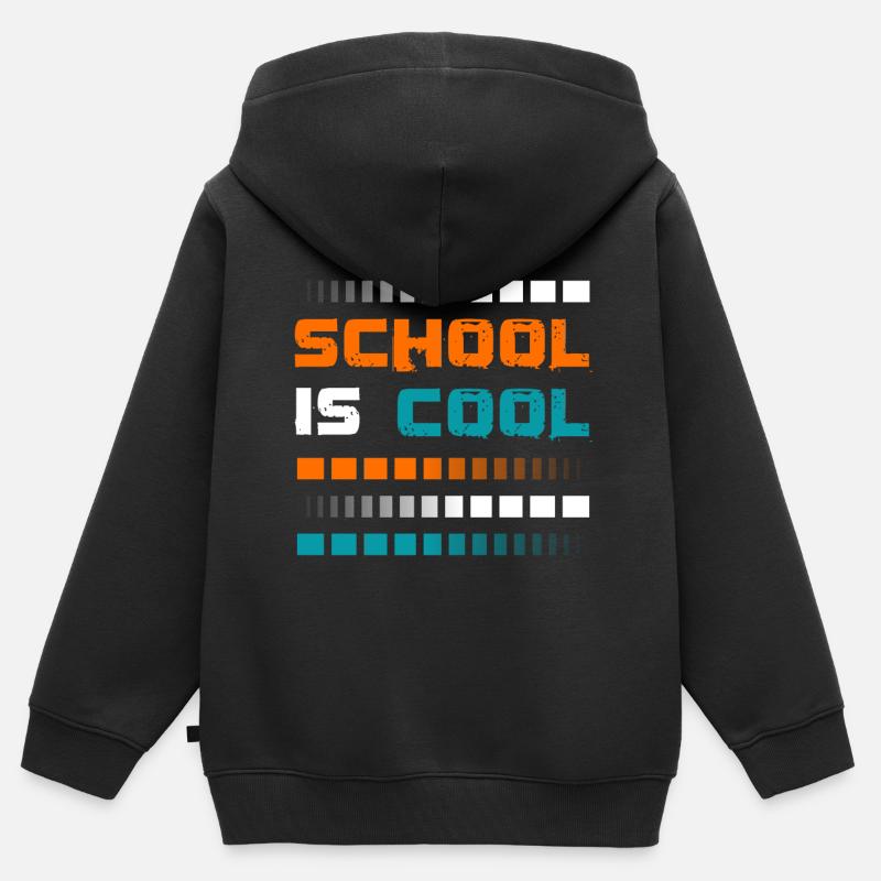 L’école est cool - Sweat Premium à capuche zippé enfant bio - noir