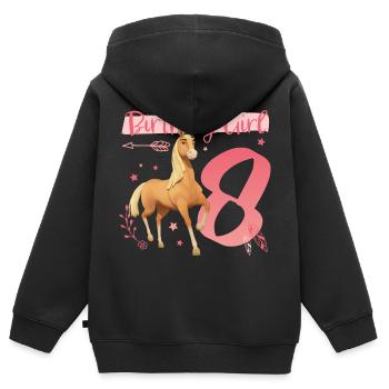 Spirit Birthday Girl 8 Anniversaire Tenue Cadeau - Sweat Premium à capuche zippé enfant bio - noir - Dos - AI Model Kid Male (0cm)