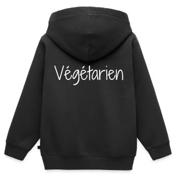 Vegetarian - Kids Premium Organic Zip-up Hoodie - black - Back - AI Model Kid Male (0cm)