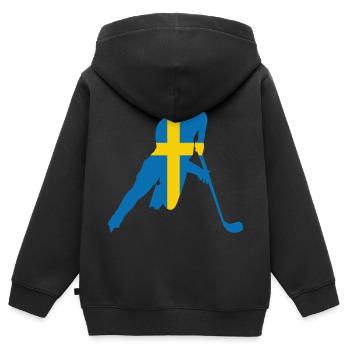 Schwedisches Eishockey - Kinder Premium Organic Zip Hoodie - Schwarz - Hinten - AI Model Kid Male (0cm)