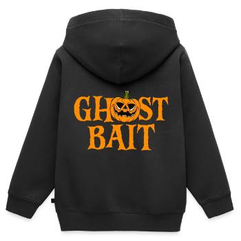 Appât fantôme Halloween Citrouille Chasseur de fantômes - Sweat Premium à capuche zippé enfant bio - noir - Dos - AI Model Kid Male (0cm)