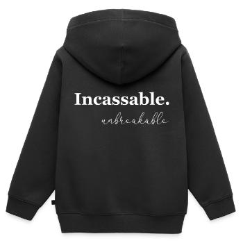 unbreakable - Kids Premium Organic Zip-up Hoodie - black - Back - AI Model Kid Male (0cm)