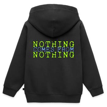 von Nichs kommt Nichts Sprichwort - für alle, die - Kinder Premium Organic Zip Hoodie - Schwarz - Hinten - AI Model Kid Male (0cm)