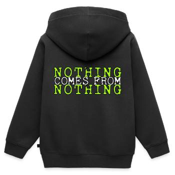 de rien ne vient rien proverbe - Sweat Premium à capuche zippé enfant bio - noir - Dos - AI Model Kid Male (0cm)