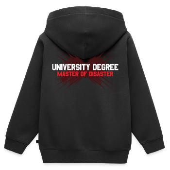 Master of Disaster Studium Lustiges Geschenk - Kinder Premium Organic Zip Hoodie - Schwarz - Hinten - AI Model Kid Male (0cm)