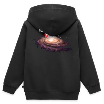 Universum Standort in der Galaxie Cooles Geschenk - Kinder Premium Organic Zip Hoodie - Schwarz - Hinten - AI Model Kid Male (0cm)
