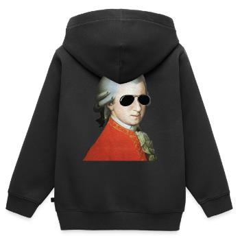 Mozart mit Sonnenbrille Legende cooles Geschenk - Kinder Premium Organic Zip Hoodie - Schwarz - Hinten - AI Model Kid Male (0cm)