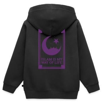 Islam Mode de vie musulmane Cadeau cool - Sweat Premium à capuche zippé enfant bio - noir - Dos - AI Model Kid Male (0cm)