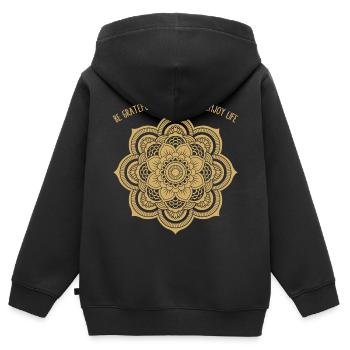 Hinduismus Mandala Symbol Genieße das Leben Cooles - Kinder Premium Organic Zip Hoodie - Schwarz - Hinten - AI Model Kid Male (0cm)