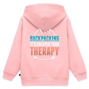 Backpacker Therapie - Kinder Premium Organic Zip Hoodie - Rosa - Hinten - AI Model Kid Female (0cm)