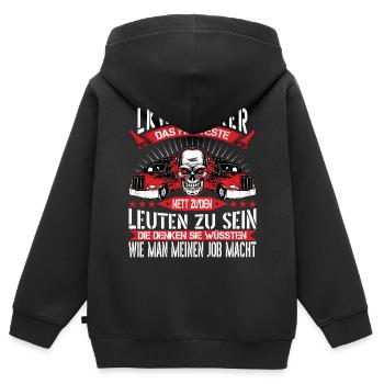 Brummi Fahrer T Shirt mit Deutschen Text 012 - Kinder Premium Organic Zip Hoodie - Schwarz - Hinten - AI Model Kid Male (0cm)