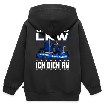 Brummi LKW Fahrer Motiv T Shirt 152 - Kinder Premium Organic Zip Hoodie - Schwarz - Hinten - AI Model Kid Male (0cm)