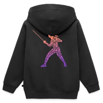 Fechten Symbole Frauen Fechtsport Fechter - Kinder Premium Organic Zip Hoodie - Schwarz - Hinten - AI Model Kid Male (0cm)