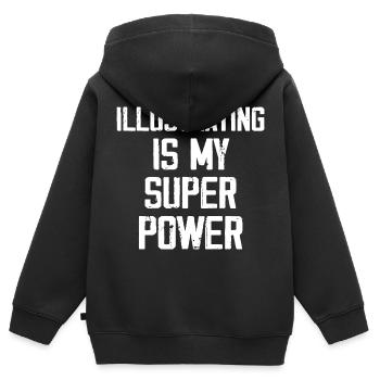 Illustrieren ist meine Superkraft - Kinder Premium Organic Zip Hoodie - Schwarz - Hinten - AI Model Kid Male (0cm)