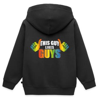 Schwul - Kinder Premium Organic Zip Hoodie - Schwarz - Hinten - AI Model Kid Male (0cm)