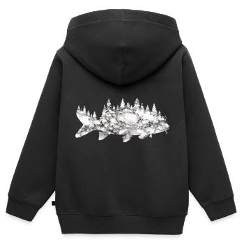 Angeln - Kinder Premium Organic Zip Hoodie - Schwarz - Hinten - AI Model Kid Male (0cm)