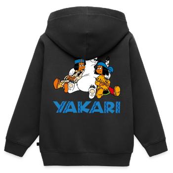 Yakari mit Schneeball - Kinder Premium Organic Zip Hoodie - Schwarz - Hinten - AI Model Kid Male (0cm)