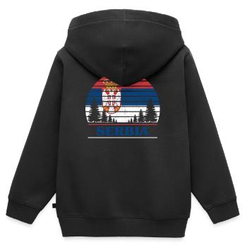 Serbien - Kinder Premium Organic Zip Hoodie - Schwarz - Hinten - AI Model Kid Male (0cm)