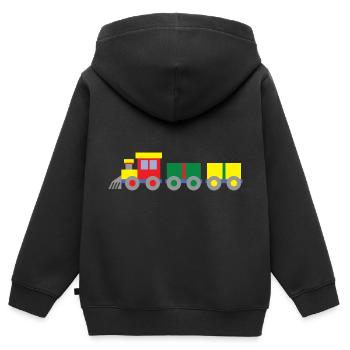 Jouet coloré Train - Sweat Premium à capuche zippé enfant bio - noir - Dos - AI Model Kid Male (0cm)
