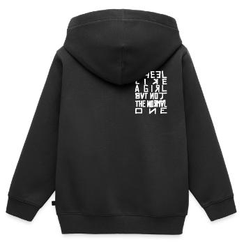 Pas une fille normale - Sweat Premium à capuche zippé enfant bio - noir - Dos - AI Model Kid Male (0cm)