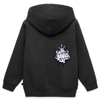 Urbano Graffitischrift - Sweat Premium à capuche zippé enfant bio - noir - Dos - AI Model Kid Male (0cm)