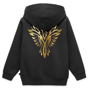 Die Hoffnung lebt, die aus der Asche steigt - Kinder Premium Organic Zip Hoodie - Schwarz - Hinten - AI Model Kid Male (0cm)