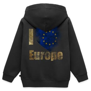 EUROPA Ich liebe Europa - Kinder Premium Organic Zip Hoodie - Schwarz - Hinten - AI Model Kid Male (0cm)