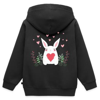 eastern hase ostern häschen rabbit ohren cute LOL - Kinder Premium Organic Zip Hoodie - Schwarz - Hinten - AI Model Kid Male (0cm)