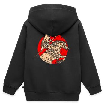 Indianer Amerikanischer Ureinwohner Pferd - Kinder Premium Organic Zip Hoodie - Schwarz - Hinten - AI Model Kid Male (0cm)