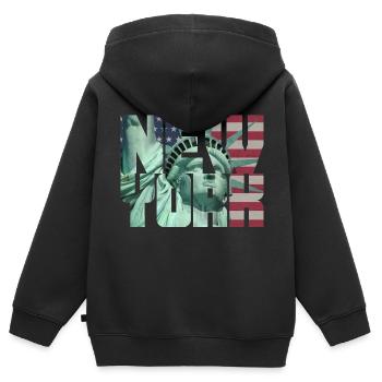 New York Freiheitsstatue Liberty USA Flagge Fahne - Kinder Premium Organic Zip Hoodie - Schwarz - Hinten - AI Model Kid Male (0cm)