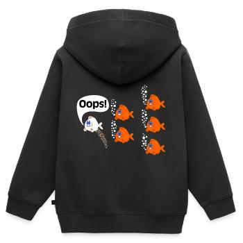 Furz Pupsen Oops Fisch Fart Blähungen Flatulenz - Kinder Premium Organic Zip Hoodie - Schwarz - Hinten - AI Model Kid Male (0cm)