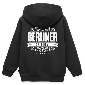 Berliner Original - Berlin - Sweat Premium à capuche zippé enfant bio - noir - Dos - AI Model Kid Male (0cm)