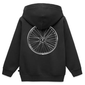rad speichen vélo coursier cycle rond lol - Sweat Premium à capuche zippé enfant bio - noir - Dos - AI Model Kid Male (0cm)