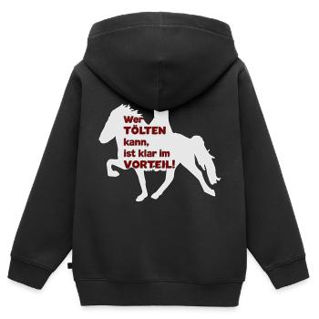 Tölt Tölten Isländer Islandpferd - Kinder Premium Organic Zip Hoodie - Schwarz - Hinten - AI Model Kid Male (0cm)