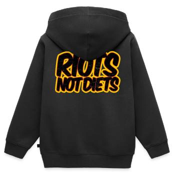 Riots not Diets - Kinder Premium Organic Zip Hoodie - Schwarz - Hinten - AI Model Kid Male (0cm)
