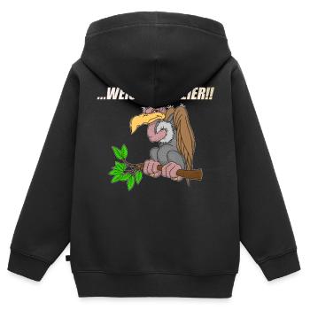 Weiss der Geier - Kinder Premium Organic Zip Hoodie - Schwarz - Hinten - AI Model Kid Male (0cm)