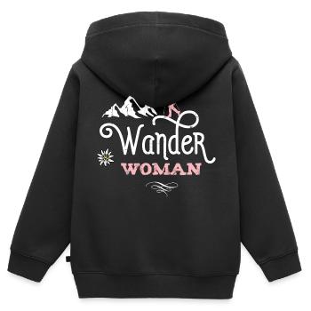 Wander Woman Berge Bergsteigen Frauen Wandern - Kinder Premium Organic Zip Hoodie - Schwarz - Hinten - AI Model Kid Male (0cm)