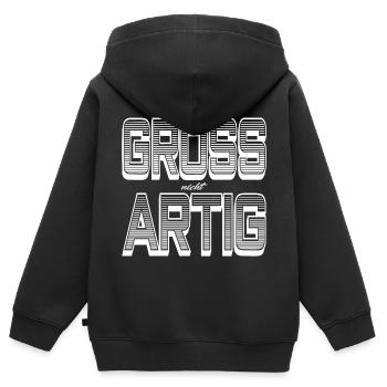 GROSS nicht ARTIG - Kinder Premium Organic Zip Hoodie - Schwarz - Hinten - AI Model Kid Male (0cm)