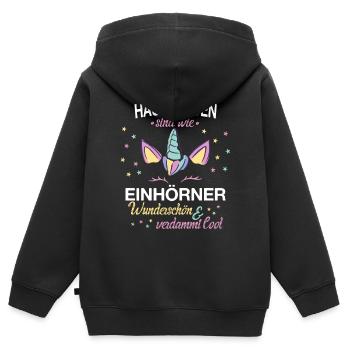 Hausfrau Hausfrauen Haushalt Beruf Einhorn Spruch - Kinder Premium Organic Zip Hoodie - Schwarz - Hinten - AI Model Kid Male (0cm)
