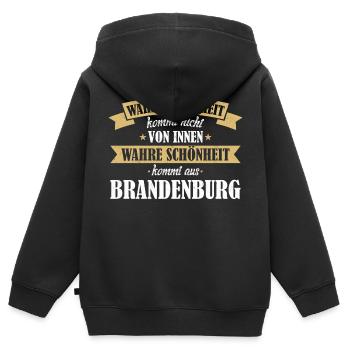 Brandenburg Brandenburger Berlin Heimat Bundesland - Kinder Premium Organic Zip Hoodie - Schwarz - Hinten - AI Model Kid Male (0cm)