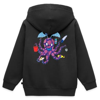 Haushalt- Kraken Tintenfisch Oktopus - Kinder Premium Organic Zip Hoodie - Schwarz - Hinten - AI Model Kid Male (0cm)