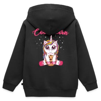Licorne Cookie Cookie Bonbons Unicorn - Sweat Premium à capuche zippé enfant bio - noir - Dos - AI Model Kid Male (0cm)