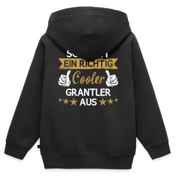 Granteln Grantler Bayern Spruch Schimpfen bayrisch - Kinder Premium Organic Zip Hoodie - Schwarz - Hinten - AI Model Kid Male (0cm)