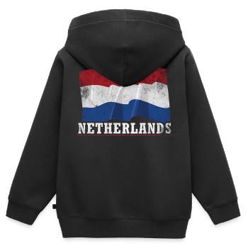 Pays-Bas Pavillon - Sweat Premium à capuche zippé enfant bio - noir - Dos - AI Model Kid Male (0cm)