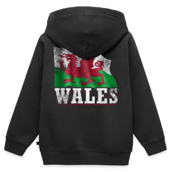 Wales Flagge - Kinder Premium Organic Zip Hoodie - Schwarz - Hinten - AI Model Kid Male (0cm)
